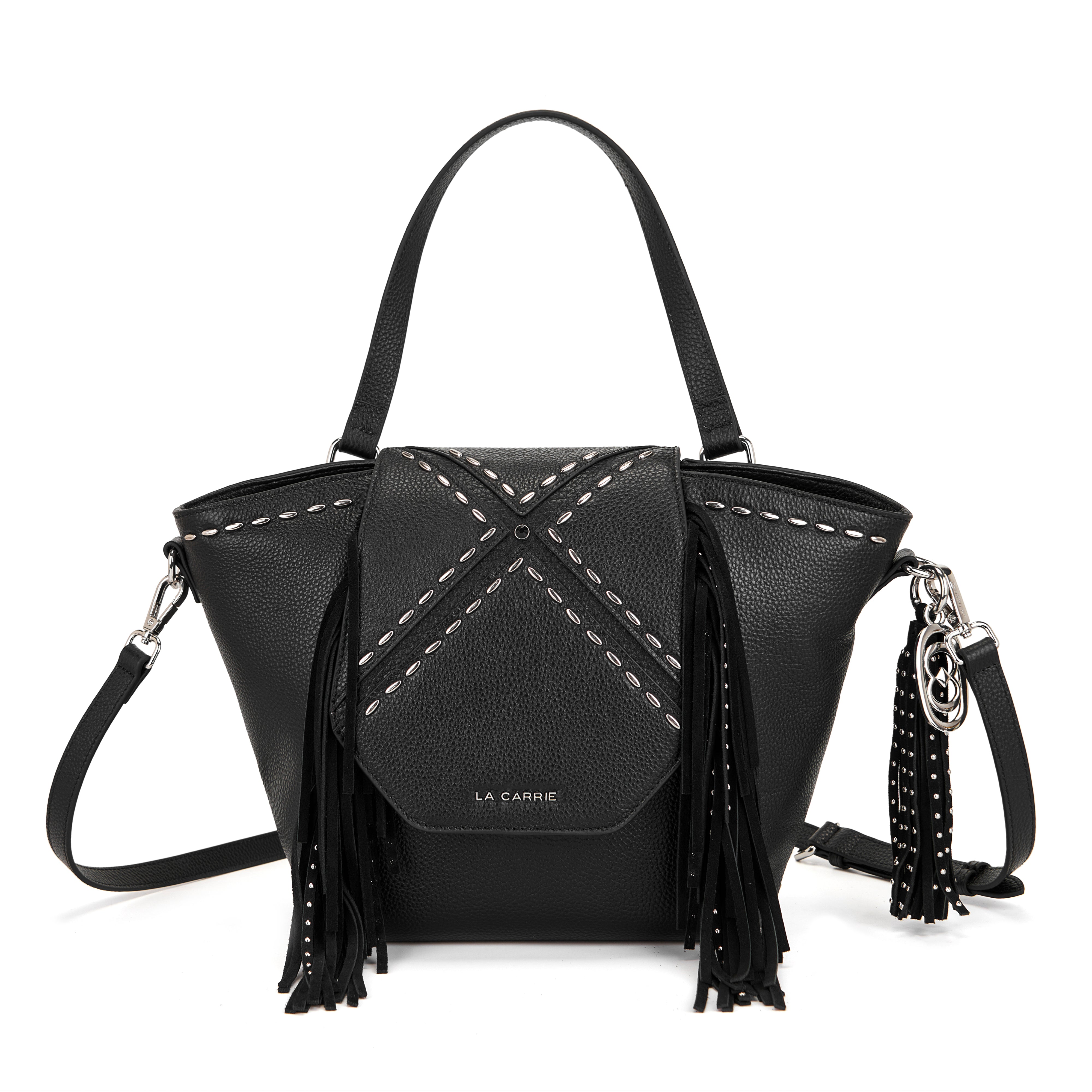La Carrie Rock sac shopping noir clouté 38x12x25 cm