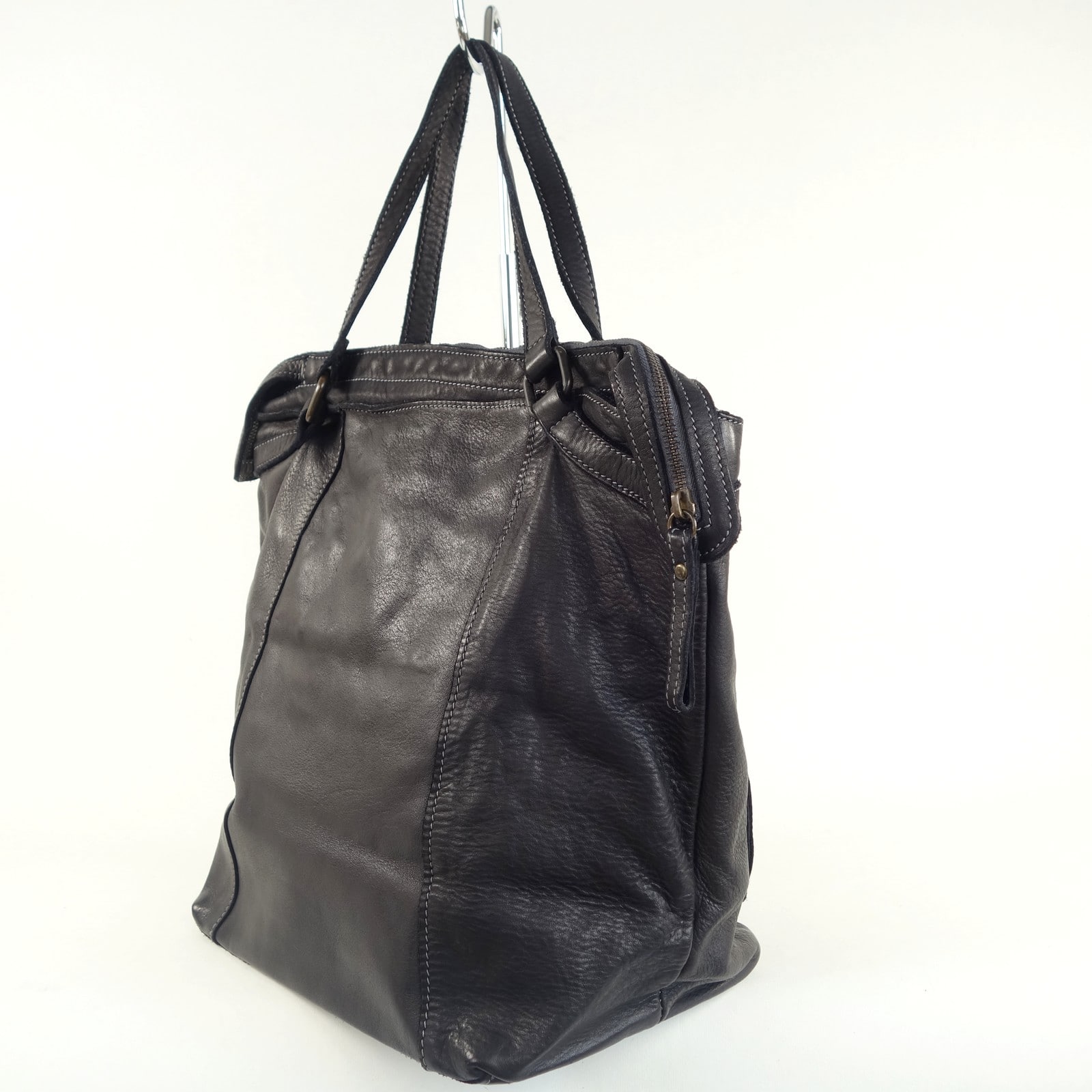 Collection Esprit Cuir WALLY sac cabas cuir noir vintage shopping