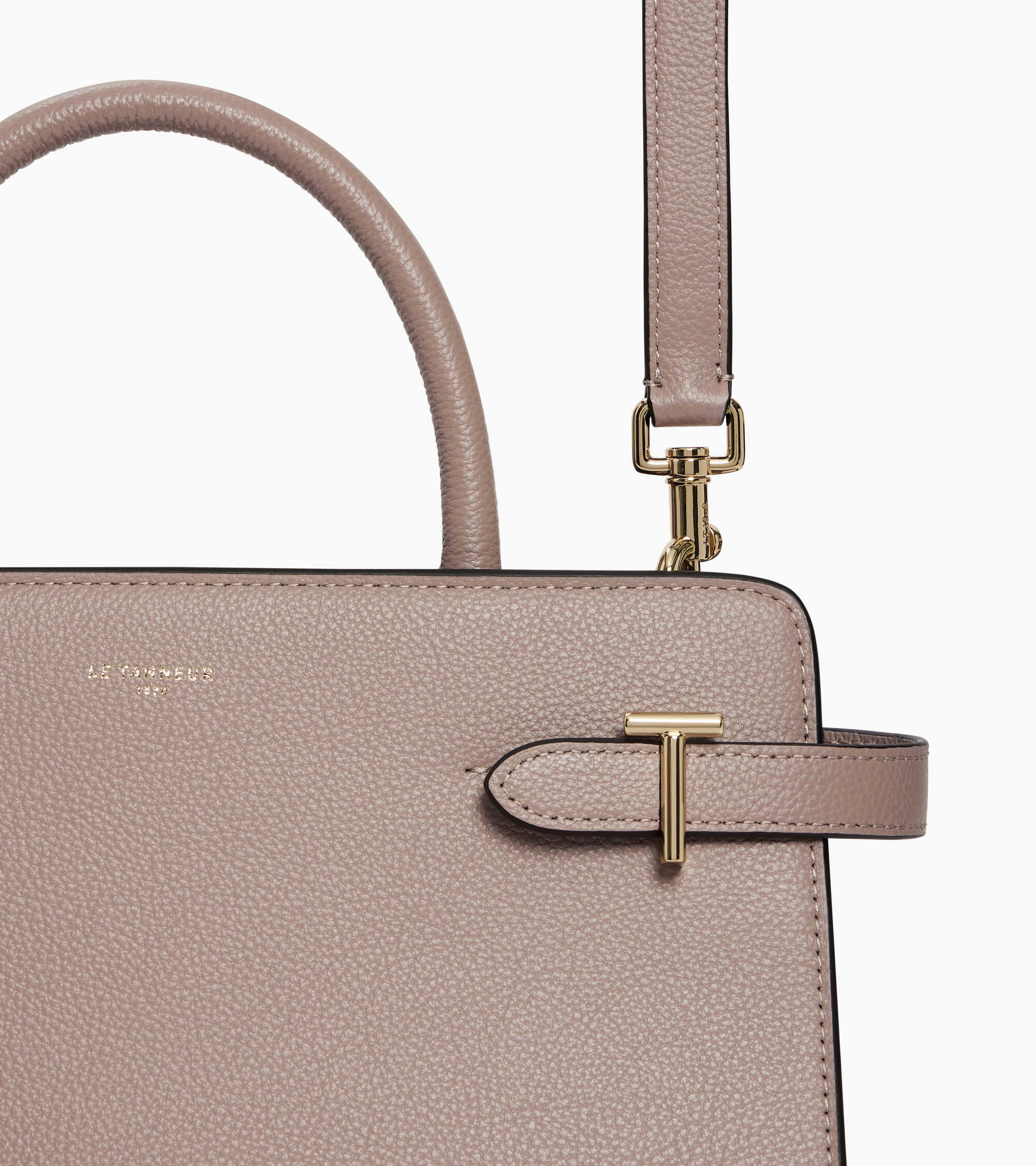 Le Tanneur Emilie sac main cuir grainé moyen Fossil Grey
