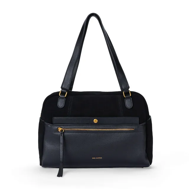 MAC ALYSTER CANELLE grand sac main cuir Daim Noir