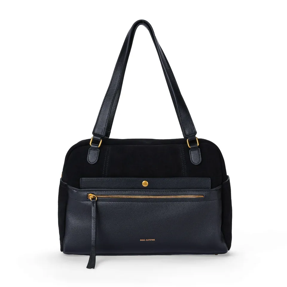 MAC ALYSTER CANELLE grand sac main cuir Daim Noir
