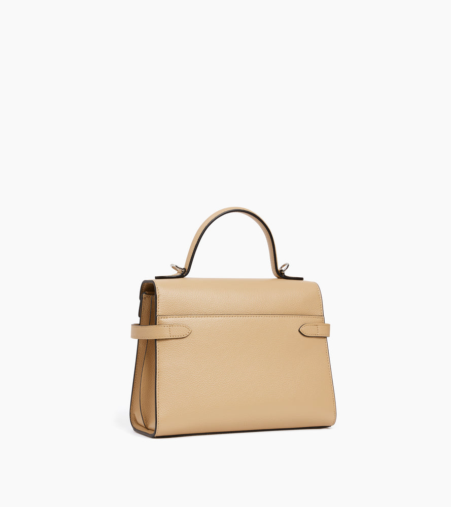 Le Tanneur Emilie sac à main cuir grainé Desert double rabat