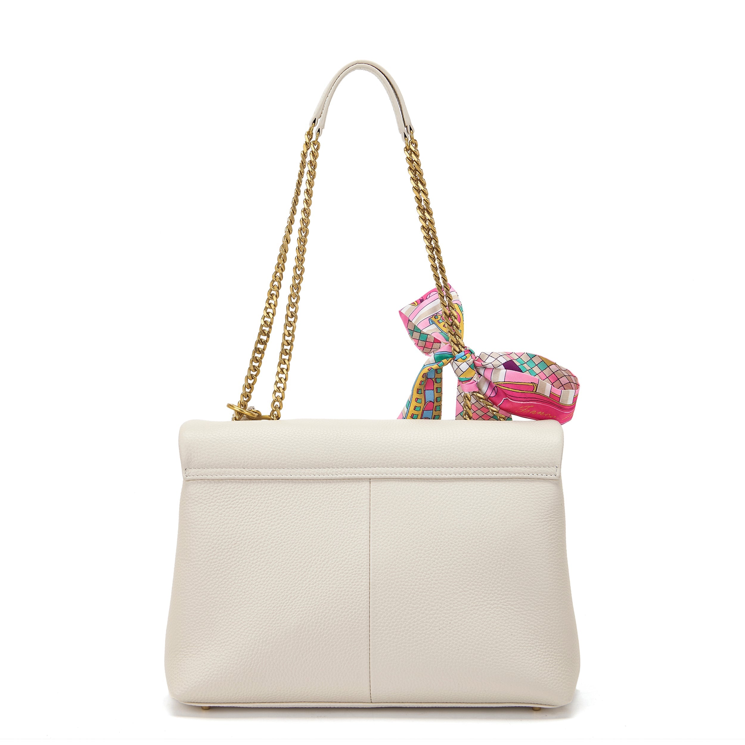 La Carrie Foulard sac épaule ivory cuir martelé
