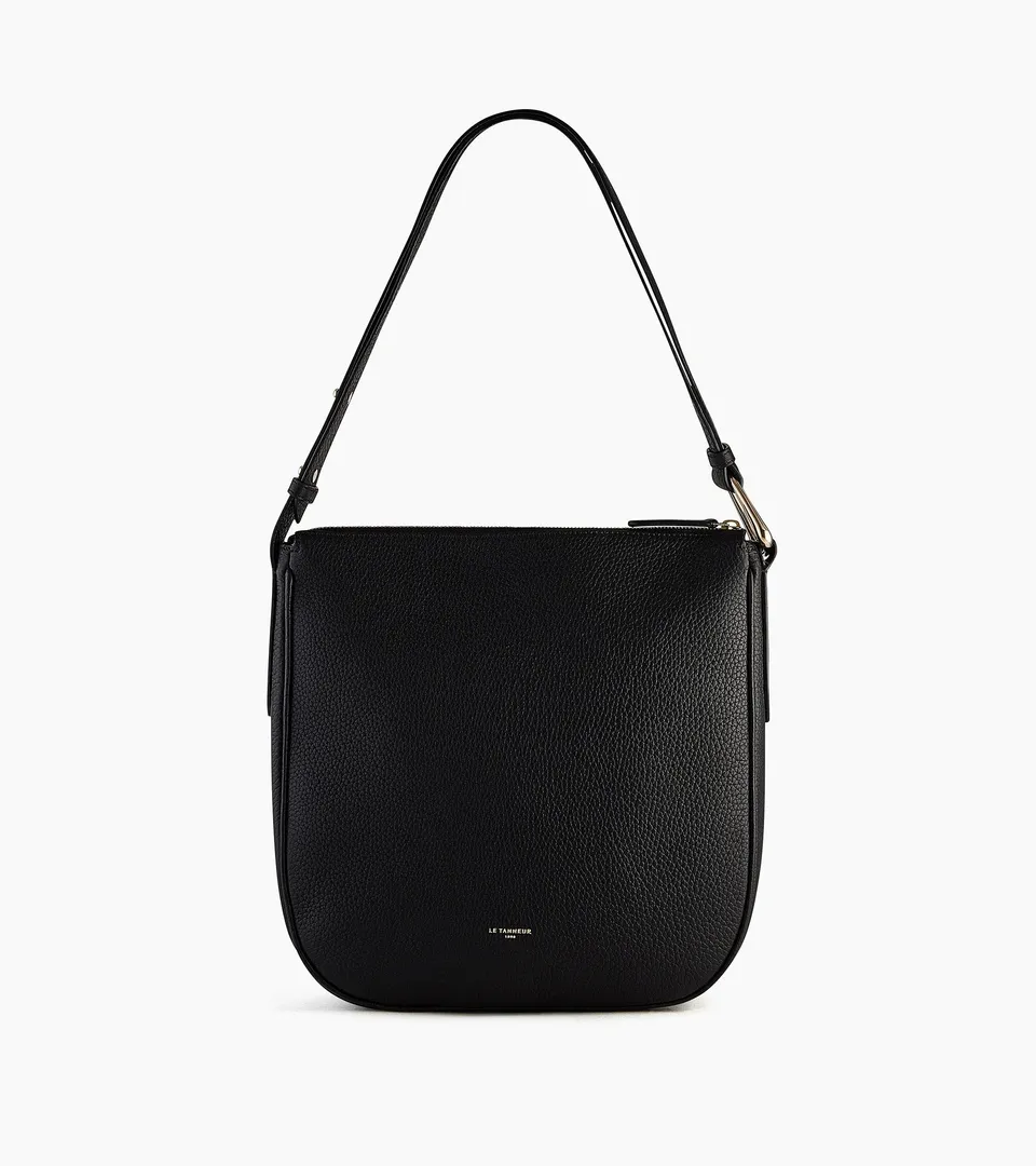 Le Tanneur Madeleine sac hobo moyen cuir grainé noir