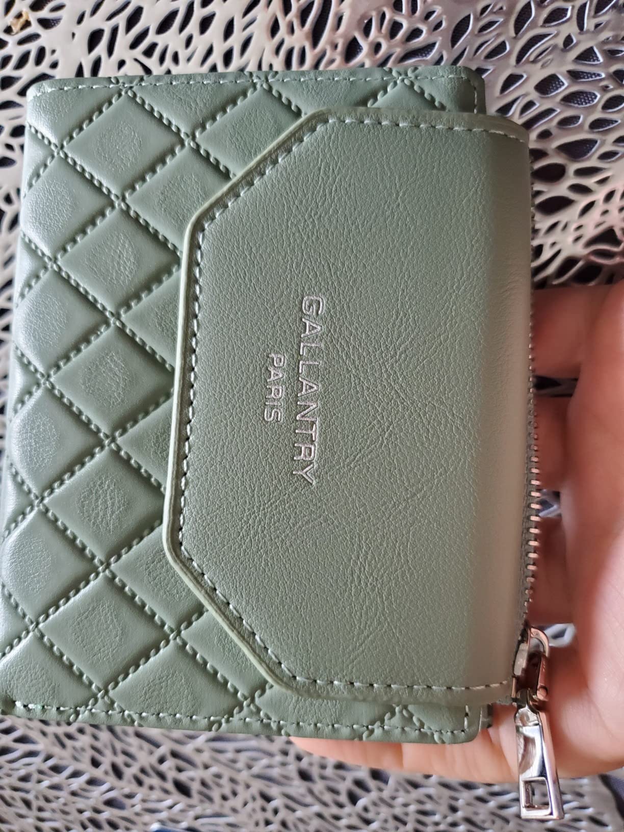 Gallantry Accessoires portefeuille matelassé vert d'eau 12 cm