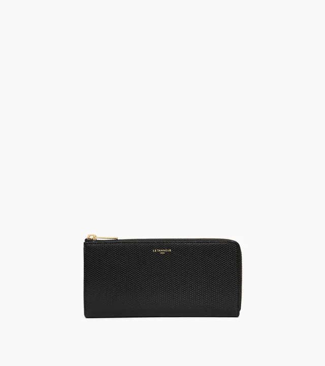 Le Tanneur Emilie Compagnon Zippé Cuir Noir RFID