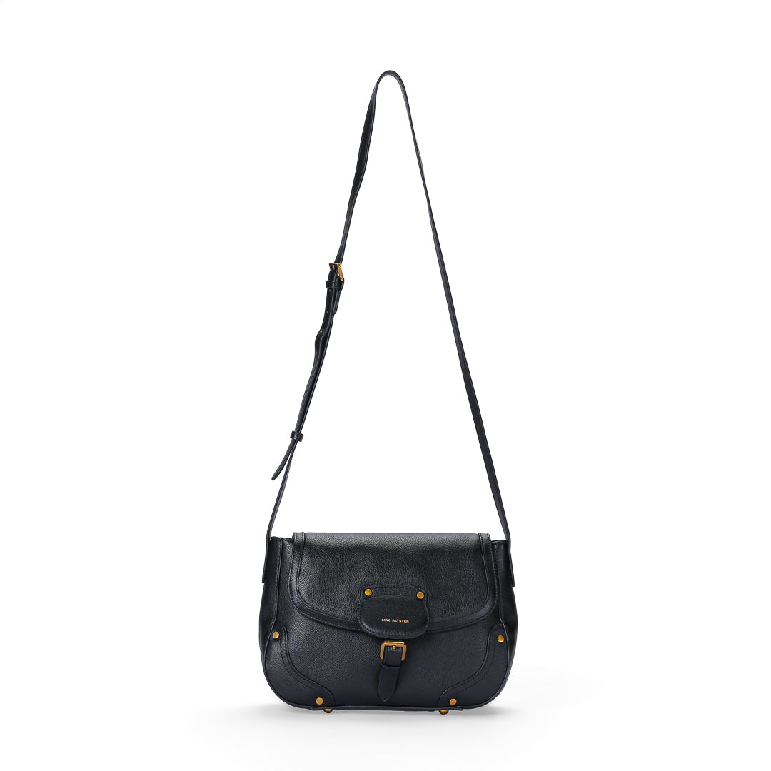 MAC ALYSTER LANORA sac rabat cuir Daim Cognac