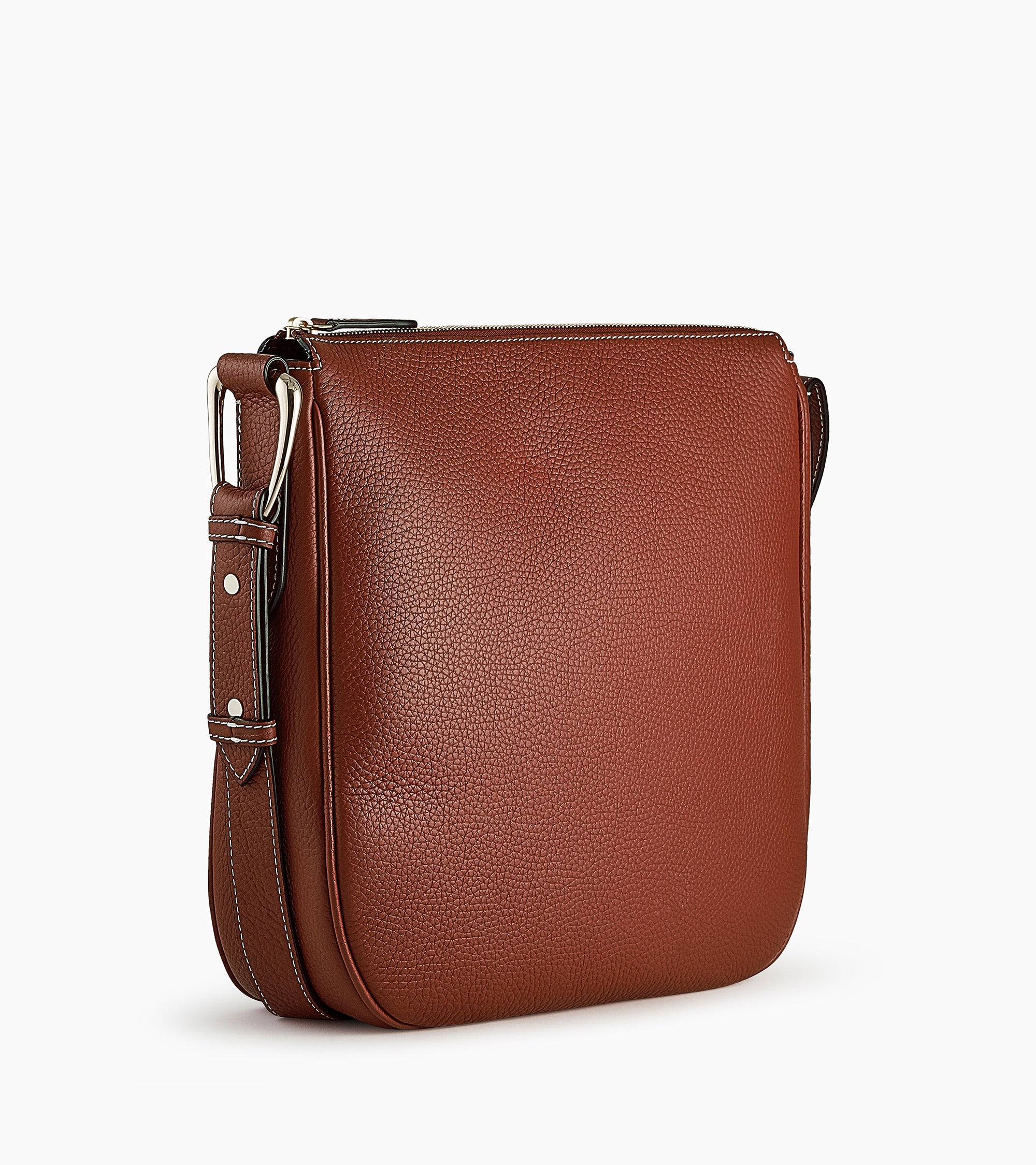 Le Tanneur Madeleine sac hobo cuir taurillon marron moyen