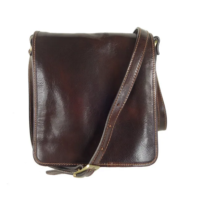 Collection Esprit Cuir Milano besace bandoulière brun cuir homme