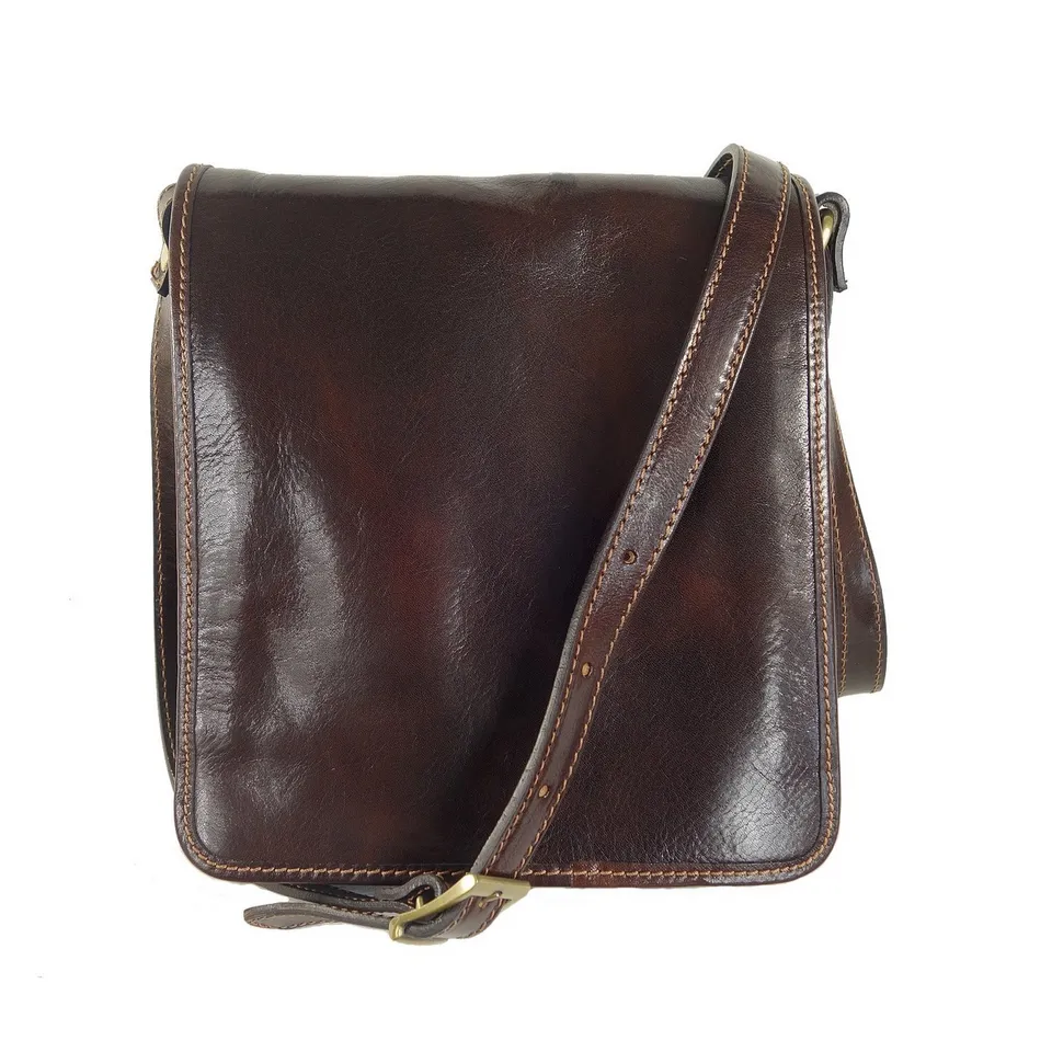 Collection Esprit Cuir Milano besace bandoulière brun cuir homme