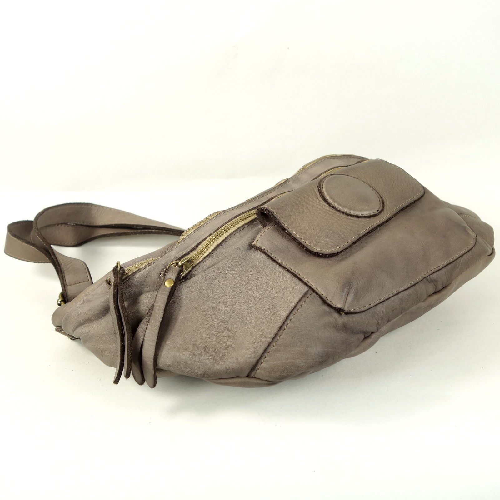 Collection Esprit Cuir Dario sac banane cuir taupe vintage