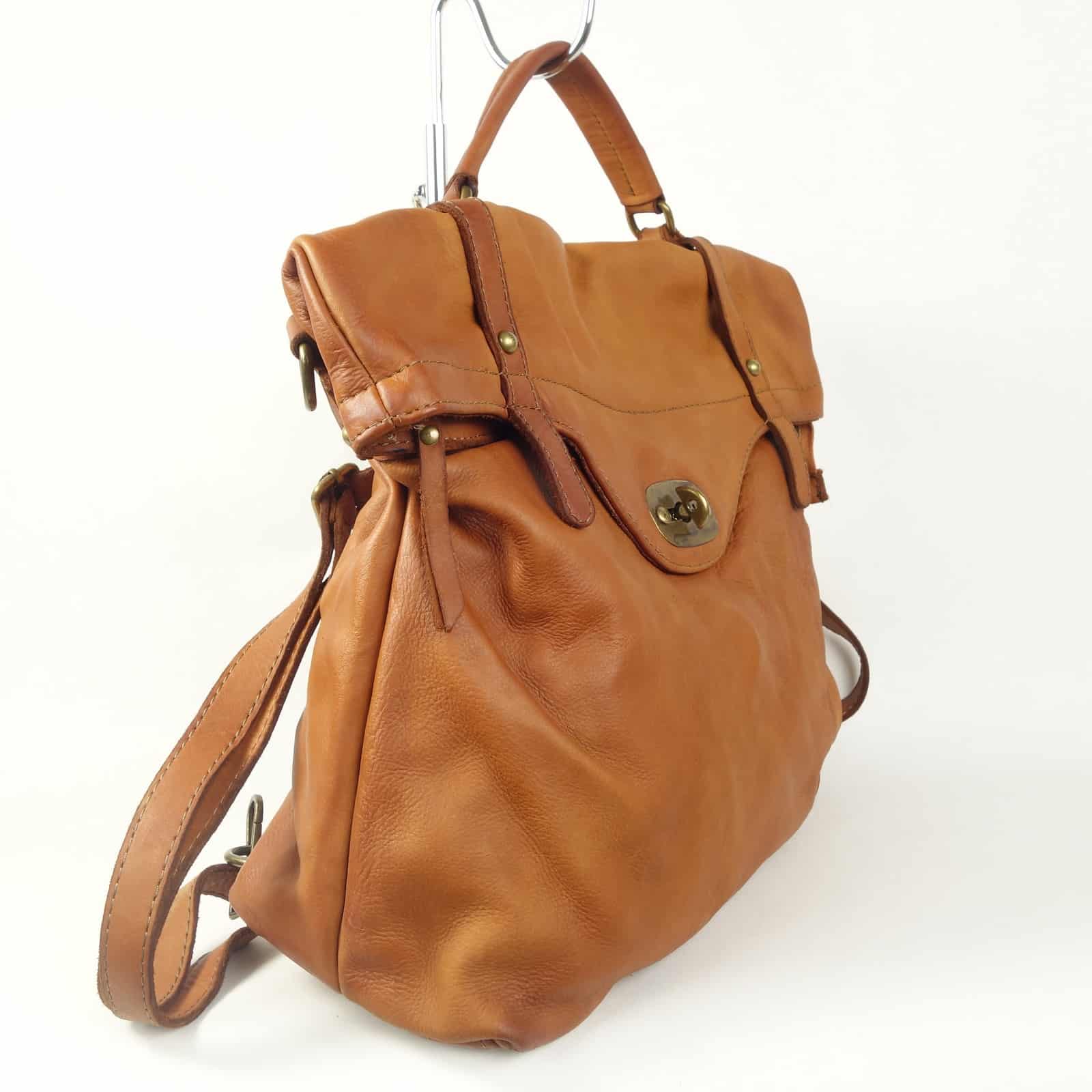 Collection Esprit Cuir Basile Sac à Dos Cuir Camel PC 15 Pouces