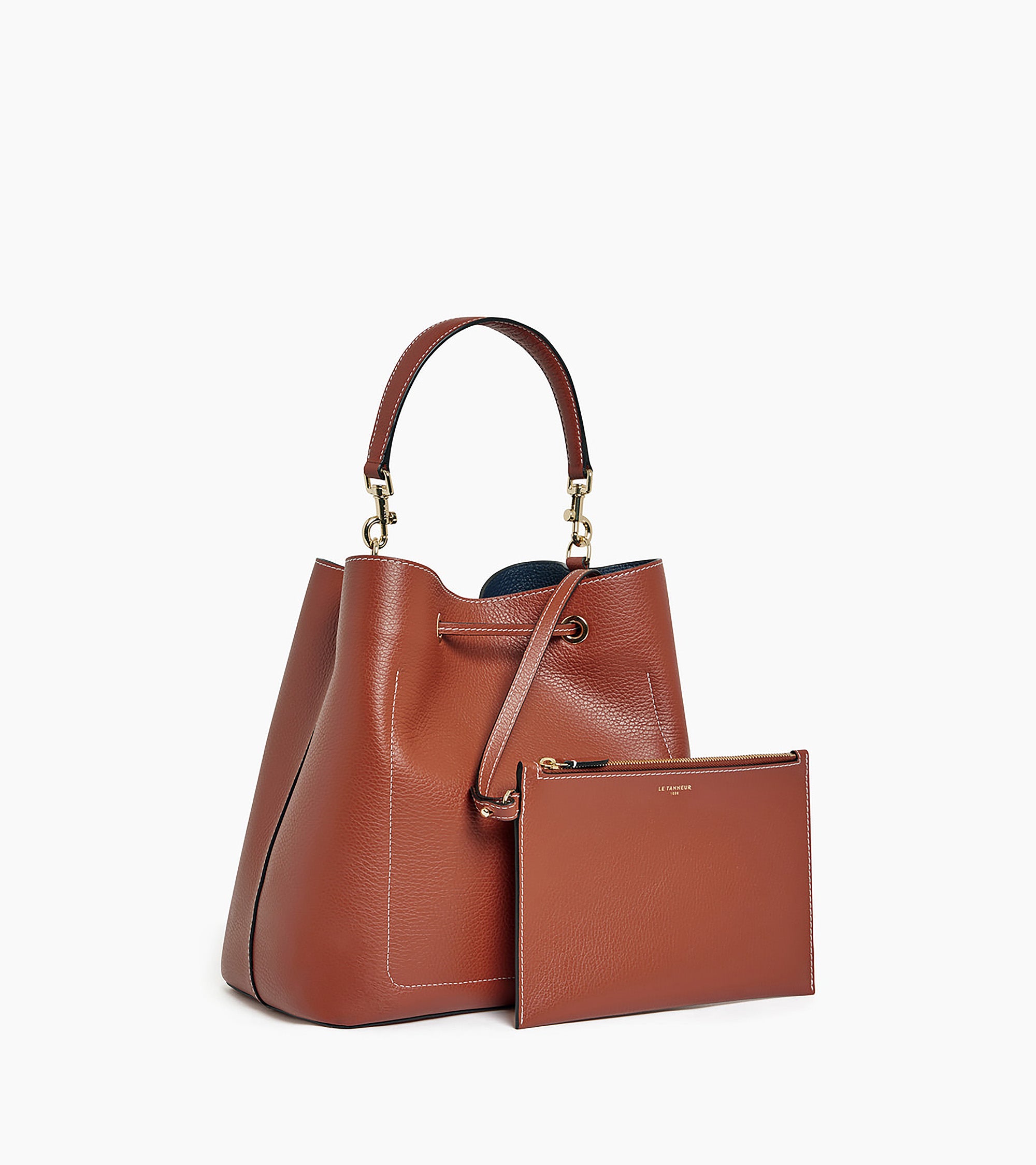 Le Tanneur Louise grand sac seau cuir grainé marron