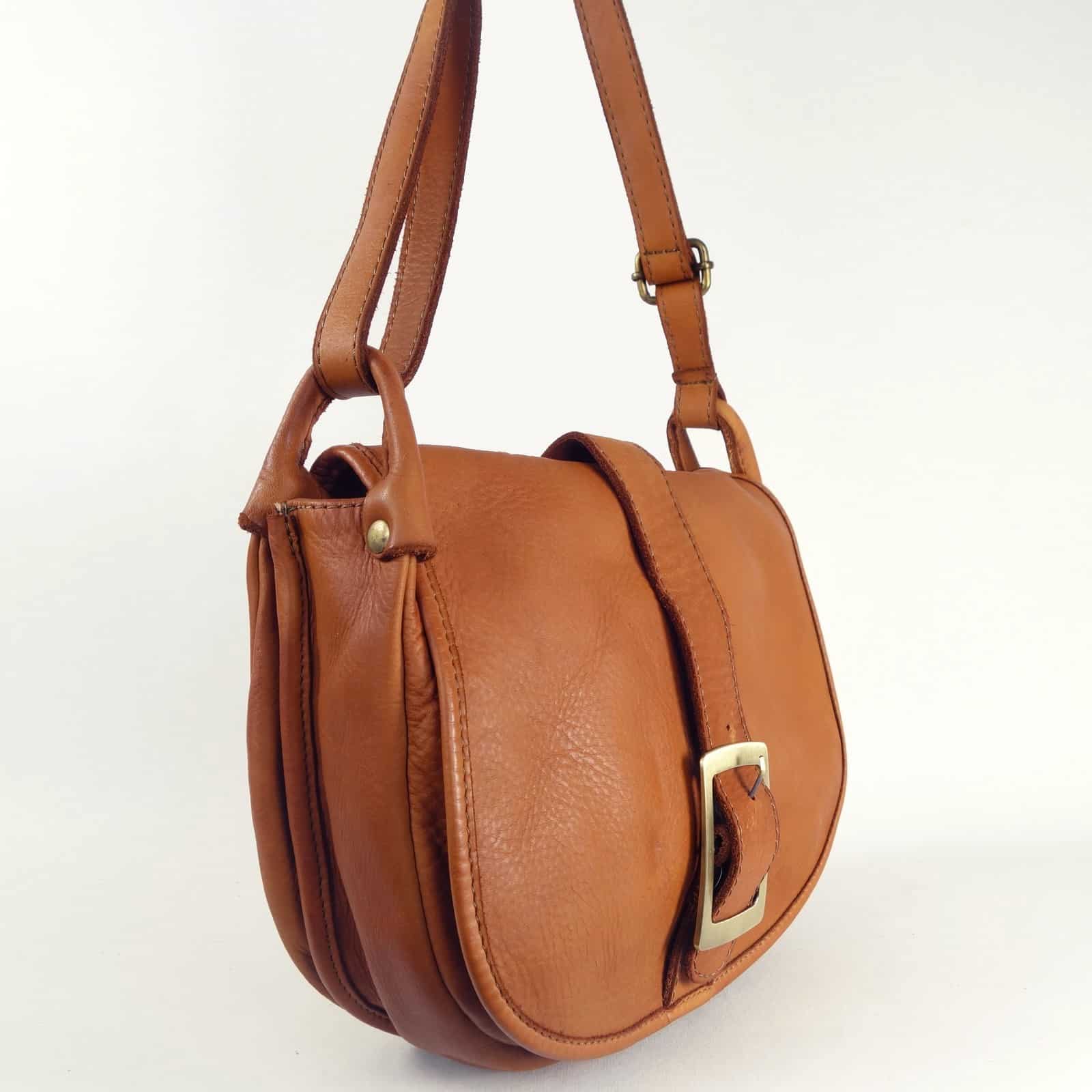 Collection Esprit Cuir Giulia besace cuir miel vintage femme