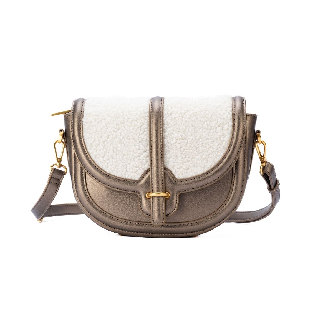 MAC ALYSTER FRISSON Sac à rabat Mordoré 28 cm fourrure