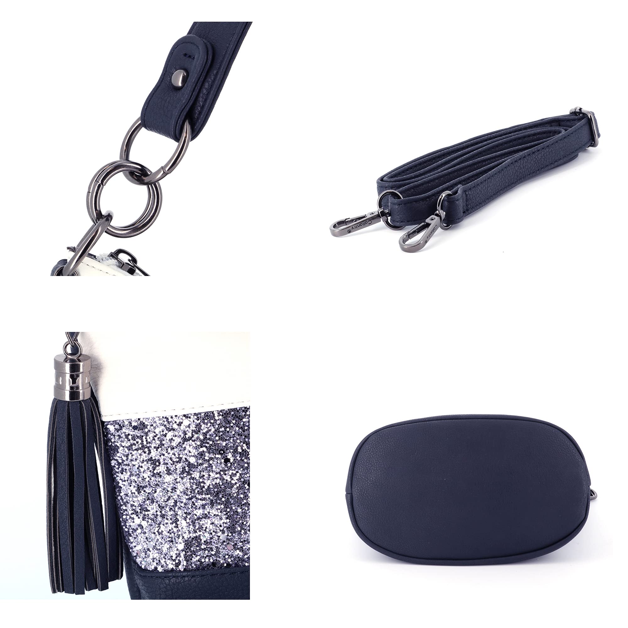 Gallantry Bandoulière sac paillettes bleu blanc soirée PU