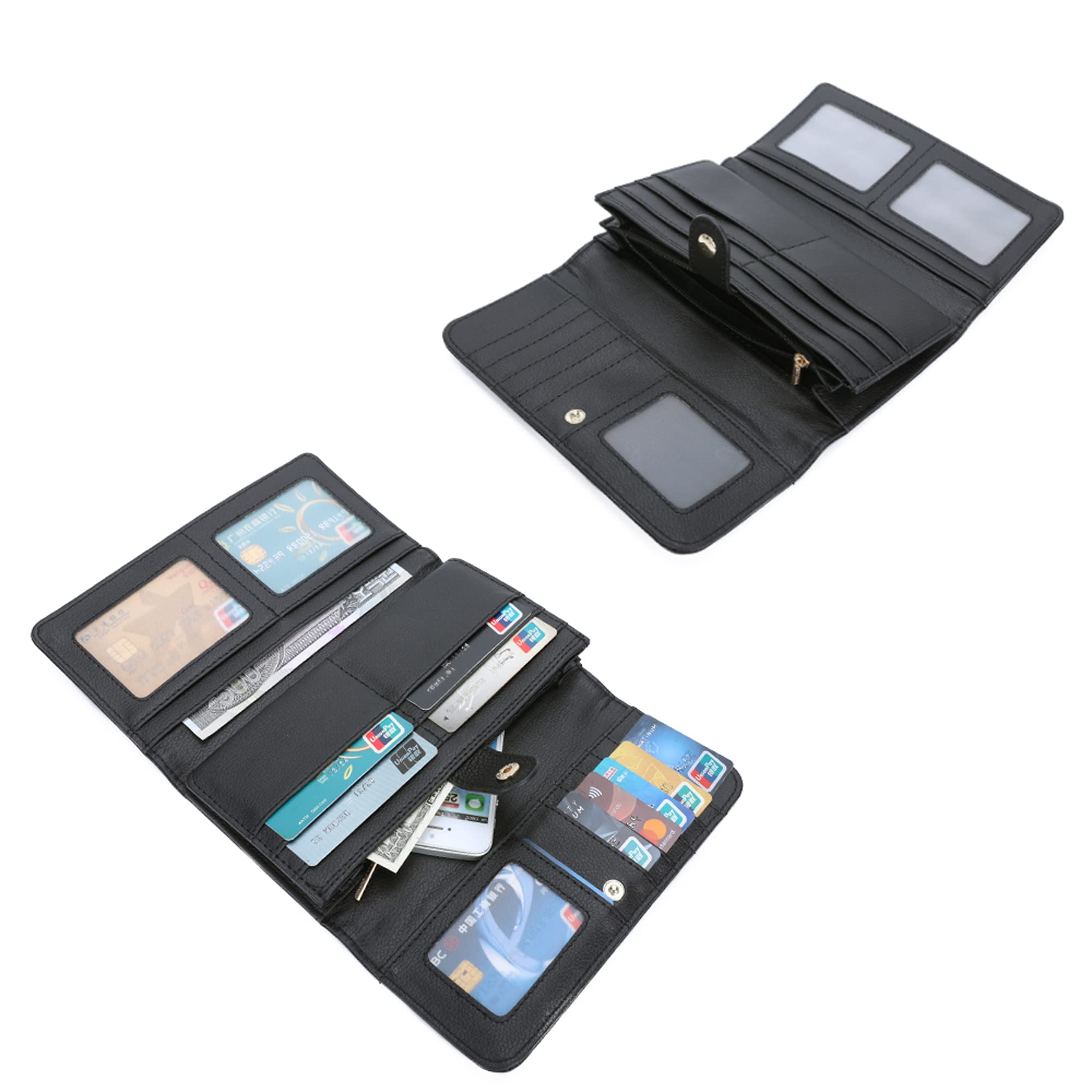 Gallantry Accessoires Portefeuille Long Noir 3 Volets