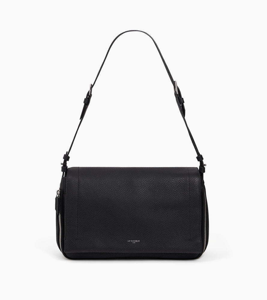 Le Tanneur Aurore sac bandoulière cuir grainé noir