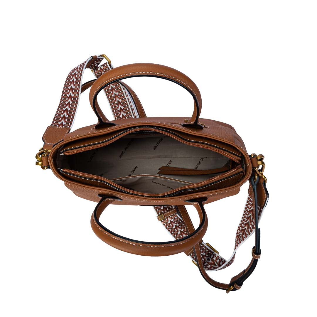 MAC ALYSTER Giulia sac à main Marron Cognac cuir vachette