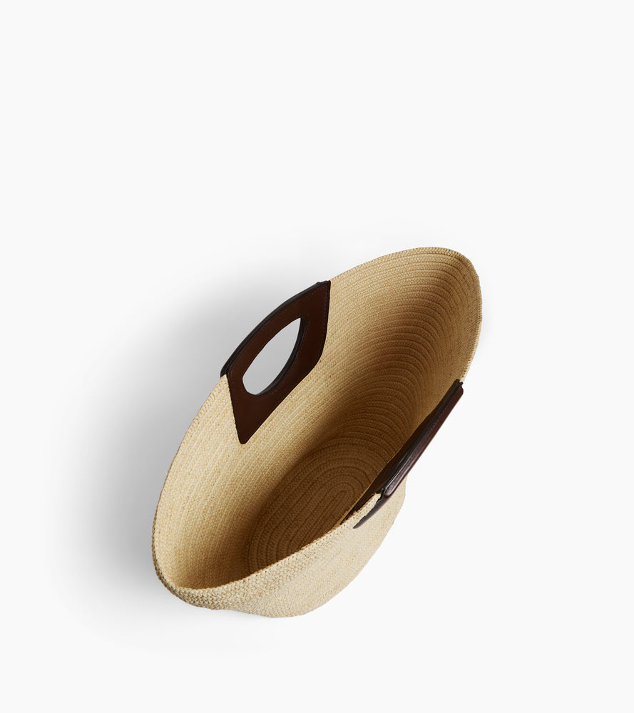 Le Tanneur Grand sac cabas raphia naturel cuir végétal