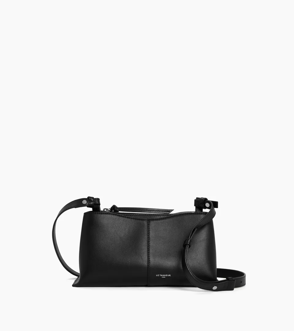 Le Tanneur Felicie petit sac bandouliere cuir lisse noir zippe