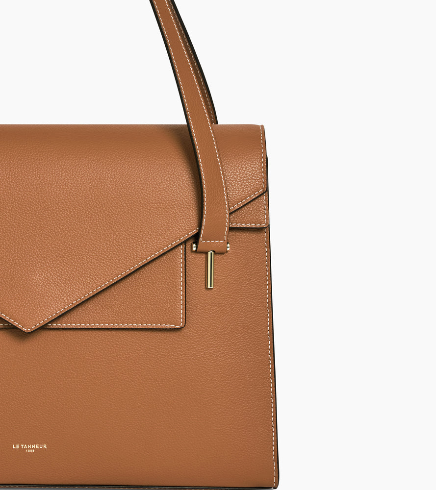 Le Tanneur Emilie porte-documents cuir grainé Brown Tan 13"