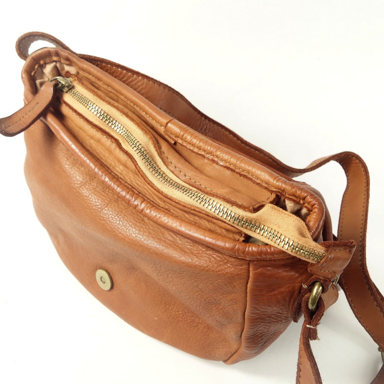 Collection Esprit Cuir Klara sac besace cuir camel