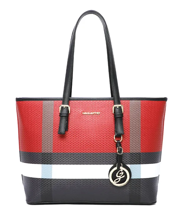 Gallantry Sac Cabas Tote Bag Rouge Noir A4 XL Simili Cuir