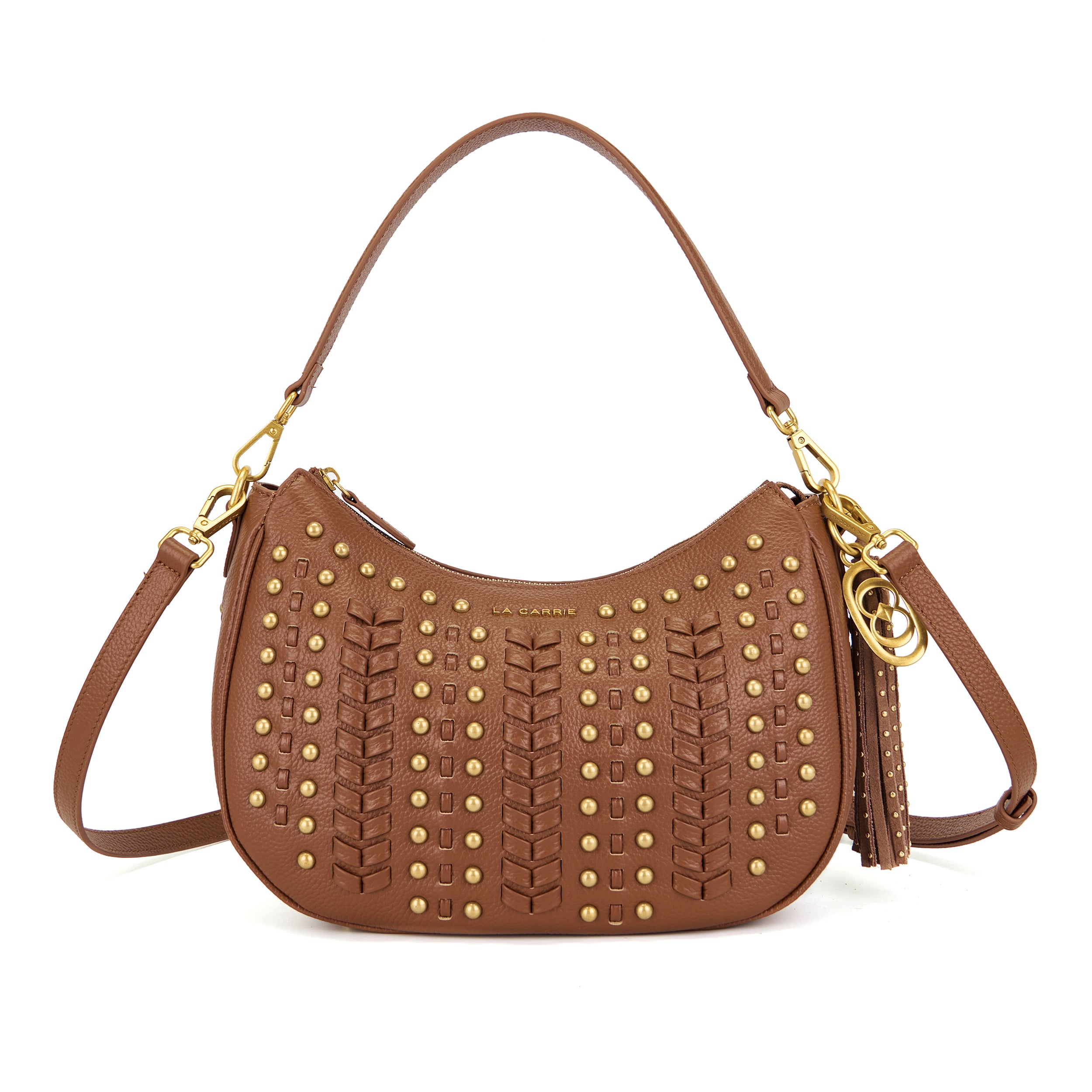 La Carrie Eclipse sac bandoulière cuoio cuir clouté 32x21cm