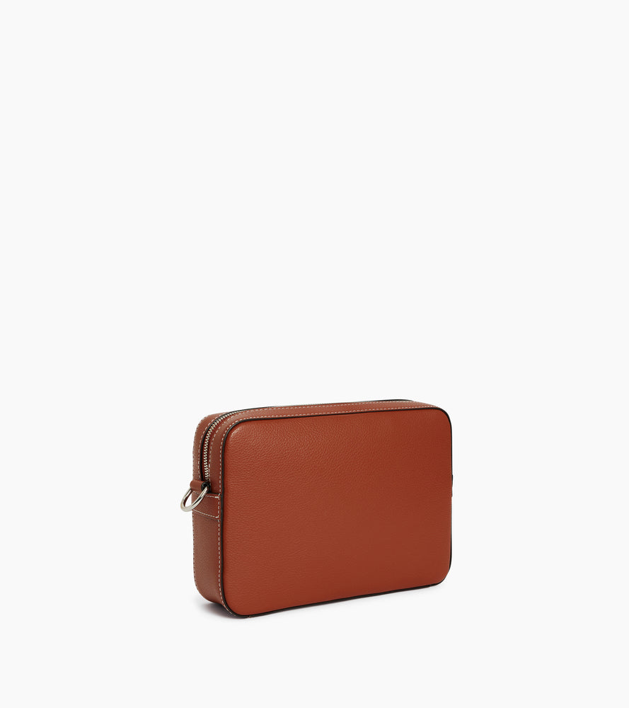 Le Tanneur Emile sacoche cuir grainé Mahogany Brown homme