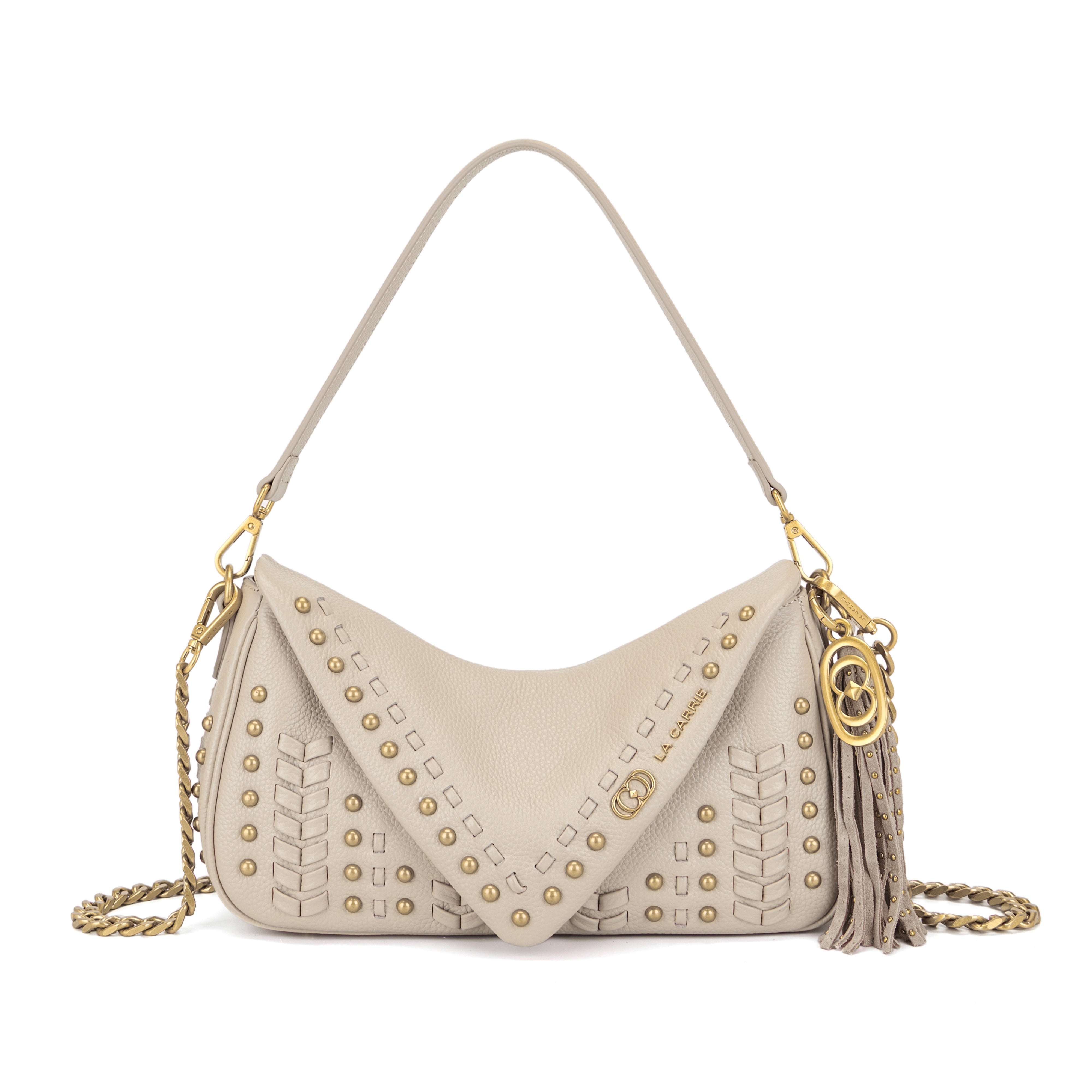 La Carrie Eclipse sac bandoulière cuir ivoire 30x9x17