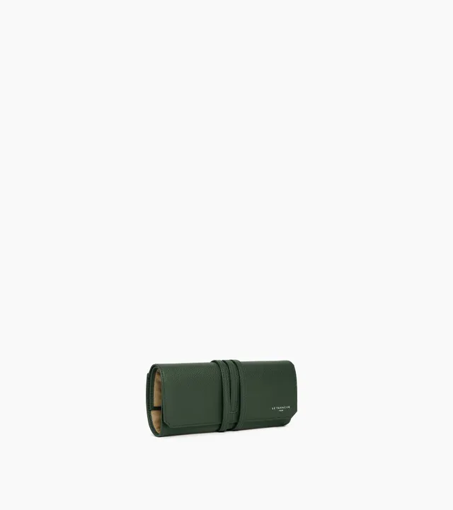 Le Tanneur étui voyage 3 montres cuir grainé vert malachite
