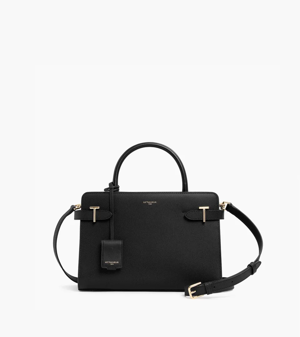 Le Tanneur Emilie sac cuir signature T moyen Black