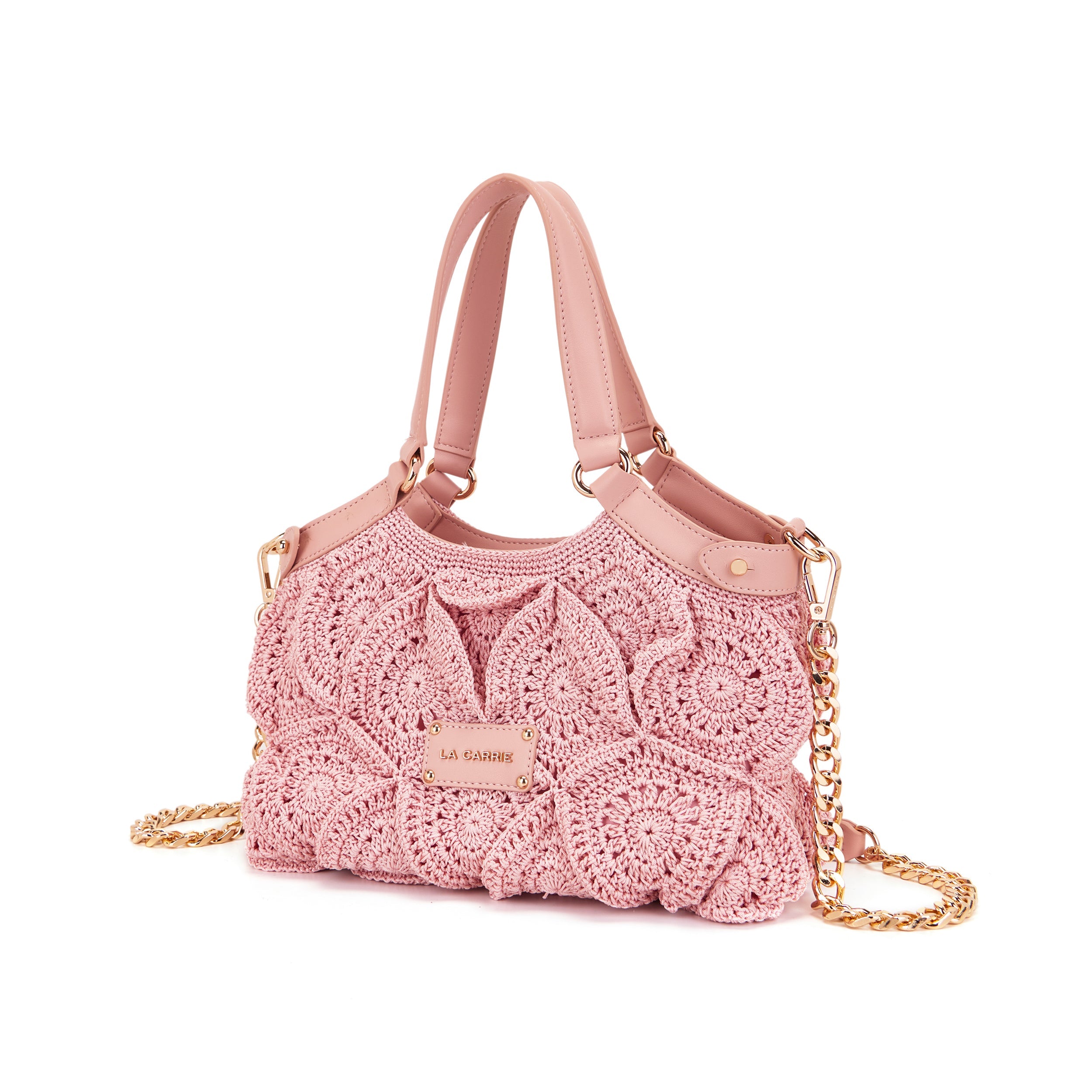 La Carrie Cross Road sac à main rose crochet brodé