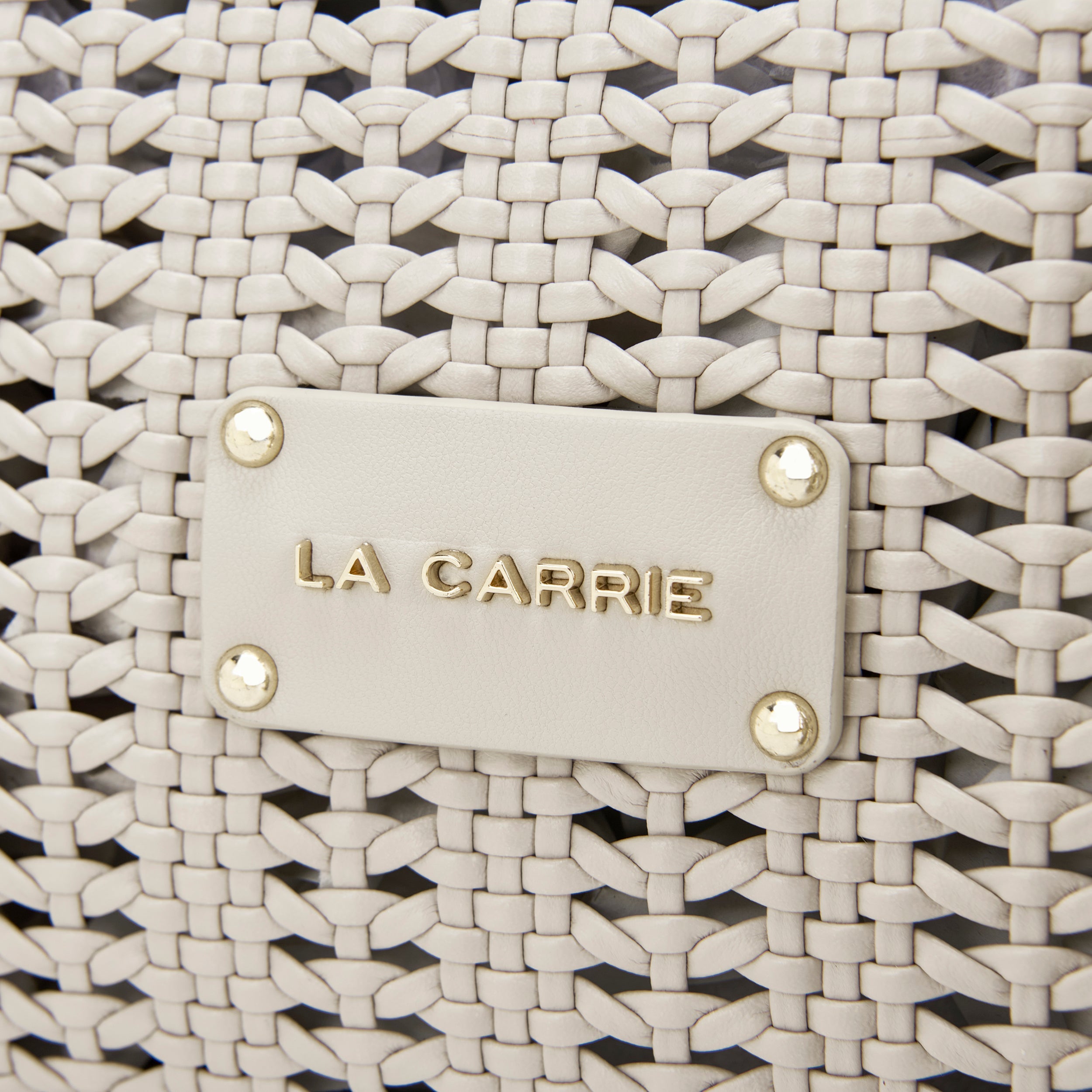 La Carrie Woven Sac à Main Ivoire PU Tressé 30x9x14 cm
