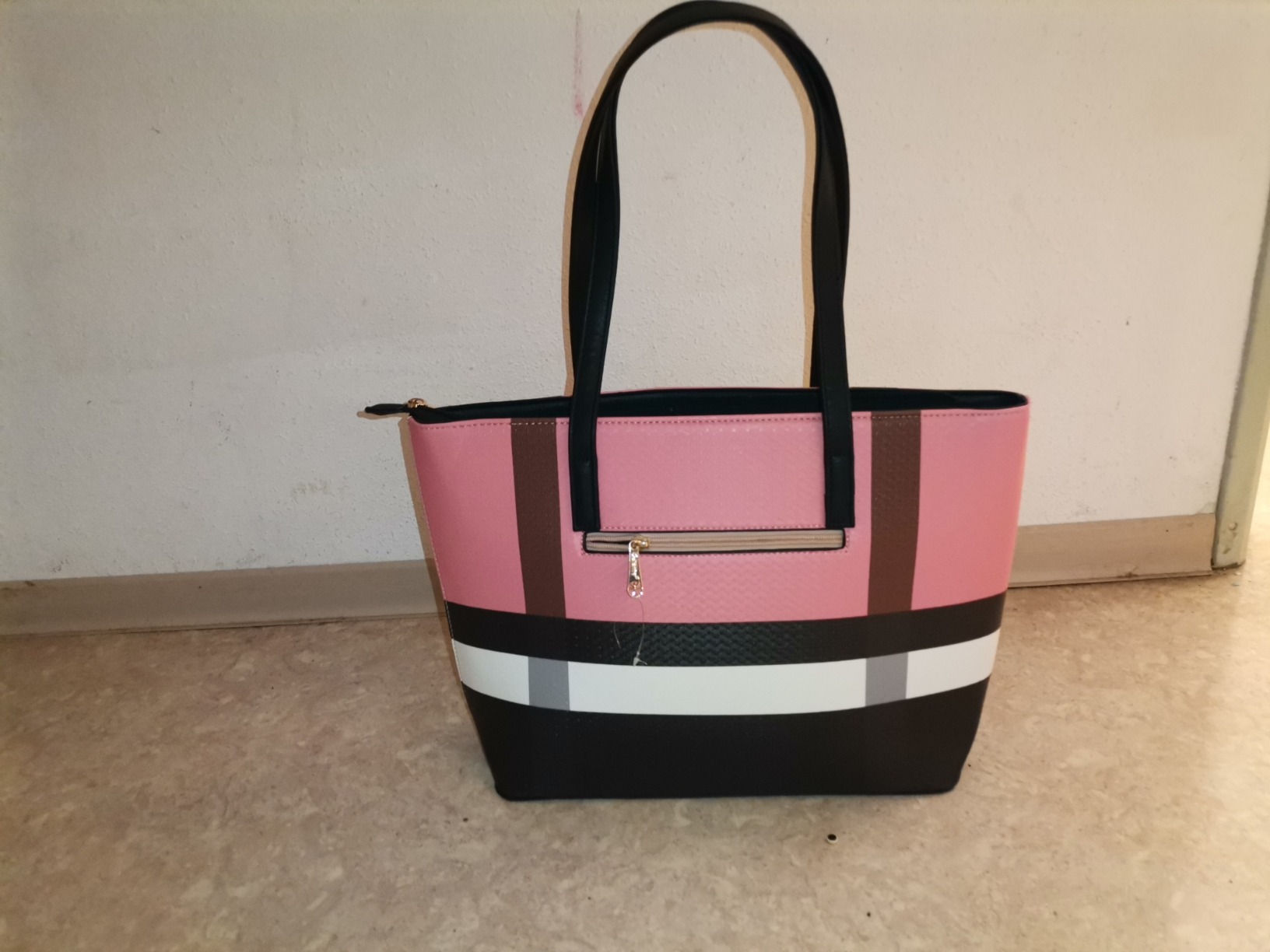 Gallantry Sacs Cabas Tote Bag XL Similicuir Rose Rayures A4