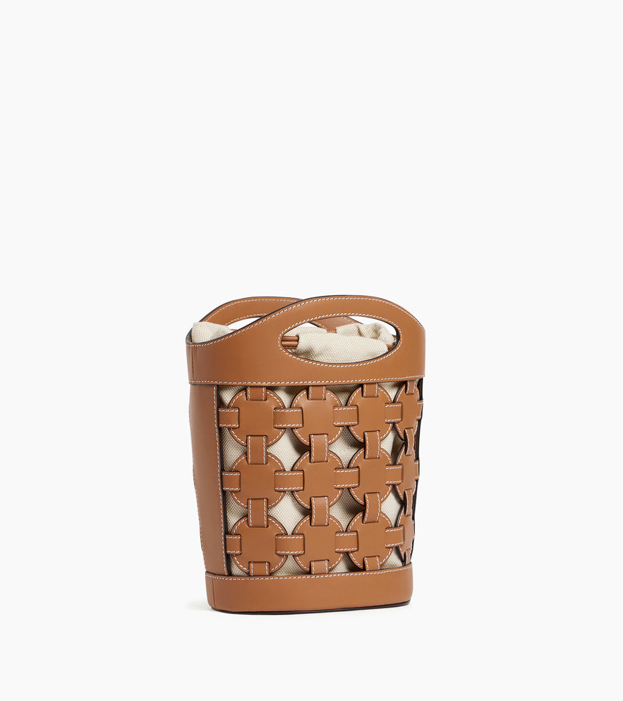 Le Tanneur Le Potier petit sac seau tan toile coton cuir