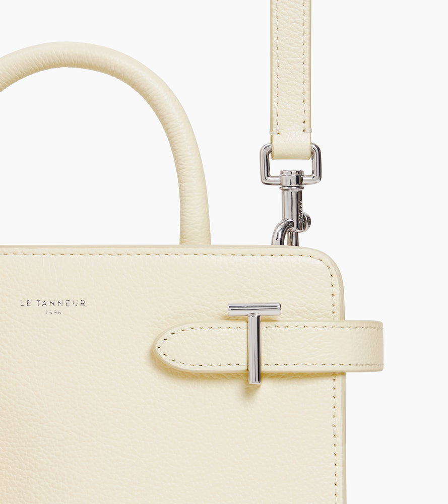 Le Tanneur Emilie petit sac main cuir graine blanc fleur de sel