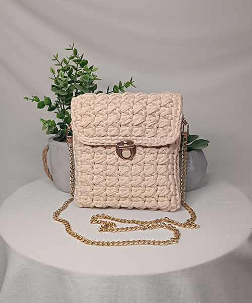 Takiri Elma TK1058 sac à main crème chaîne métal