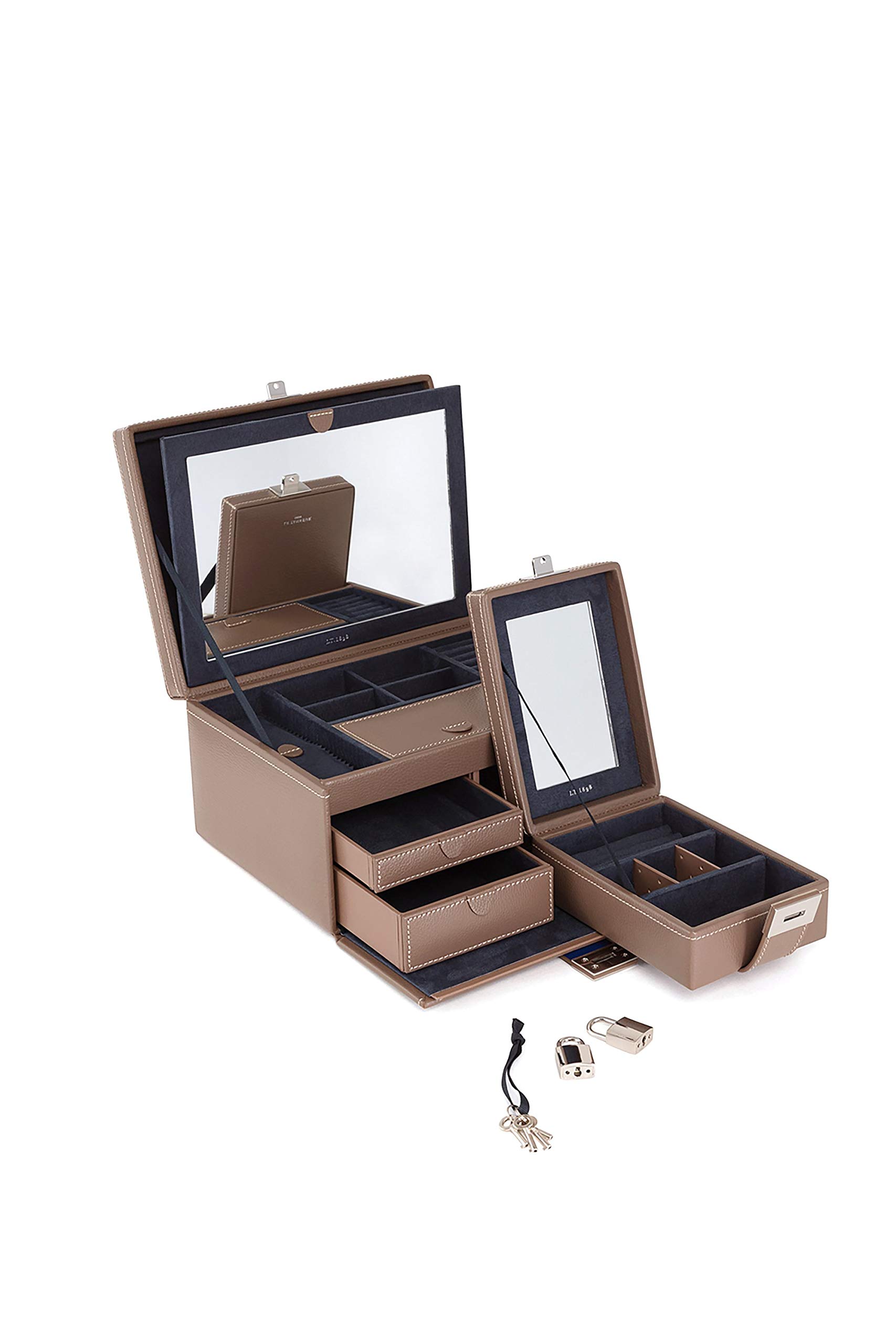 Le Tanneur Luggage boîte à bijoux cuir miroir cadenas voyage