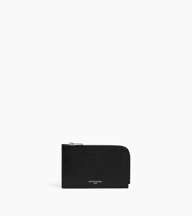 Le Tanneur Albertine porte-cartes cuir lisse noir zip