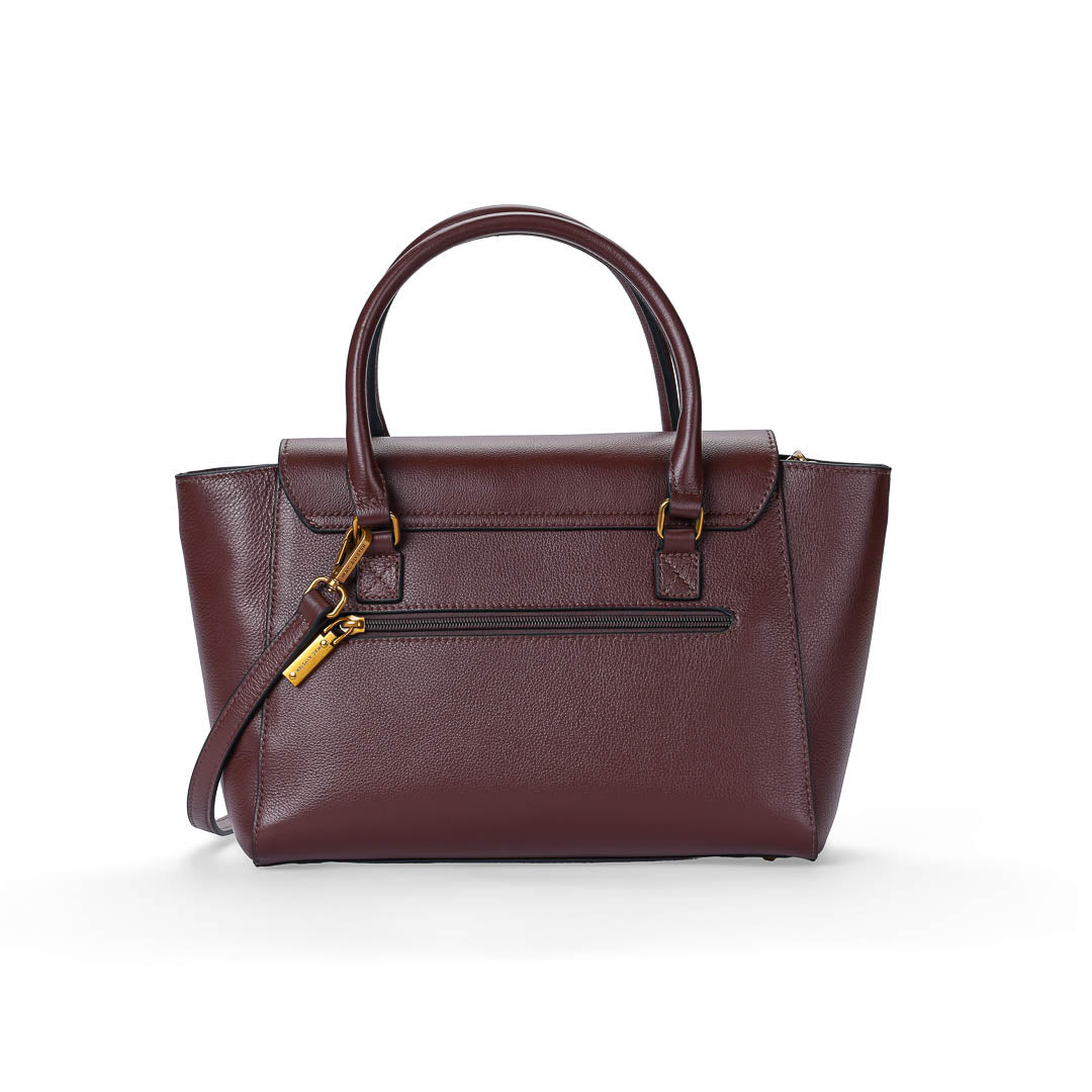 Mac Alyster Lanora Sac à main cuir Marron Chocolat porté main