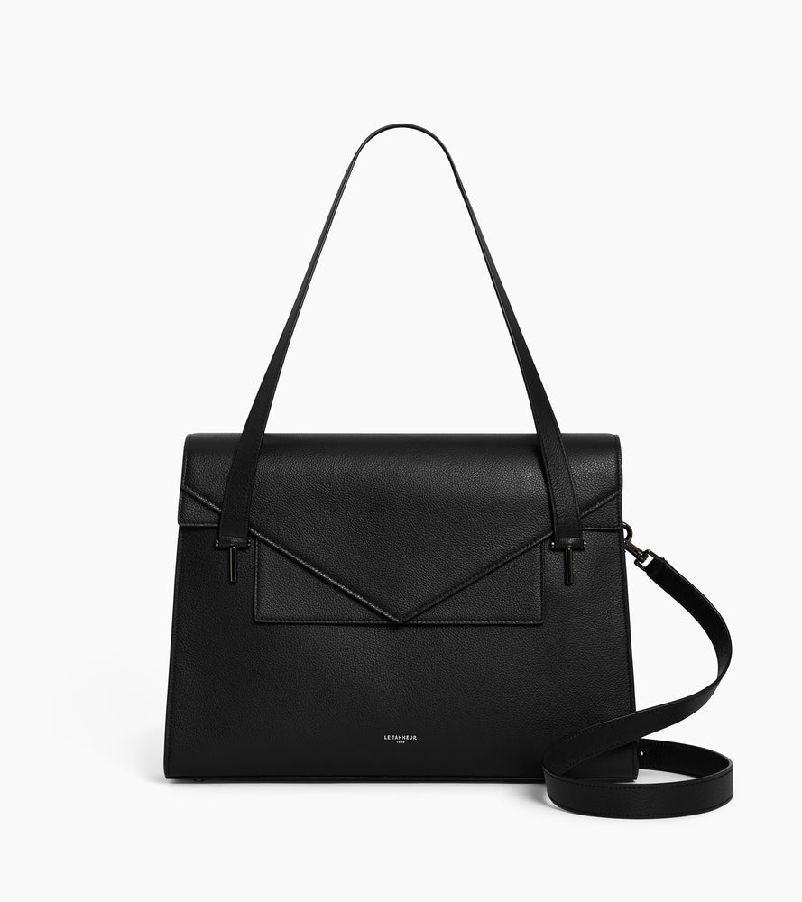 Le Tanneur Emilie porte-documents cuir grainé noir 13 pouces
