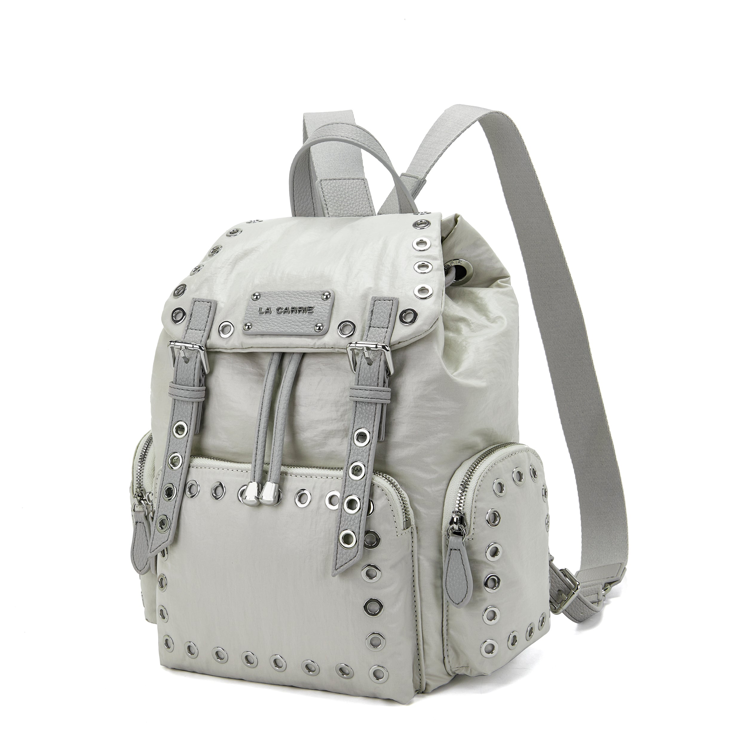 La Carrie Wrinkled sac à dos nylon gris 27x31 cm