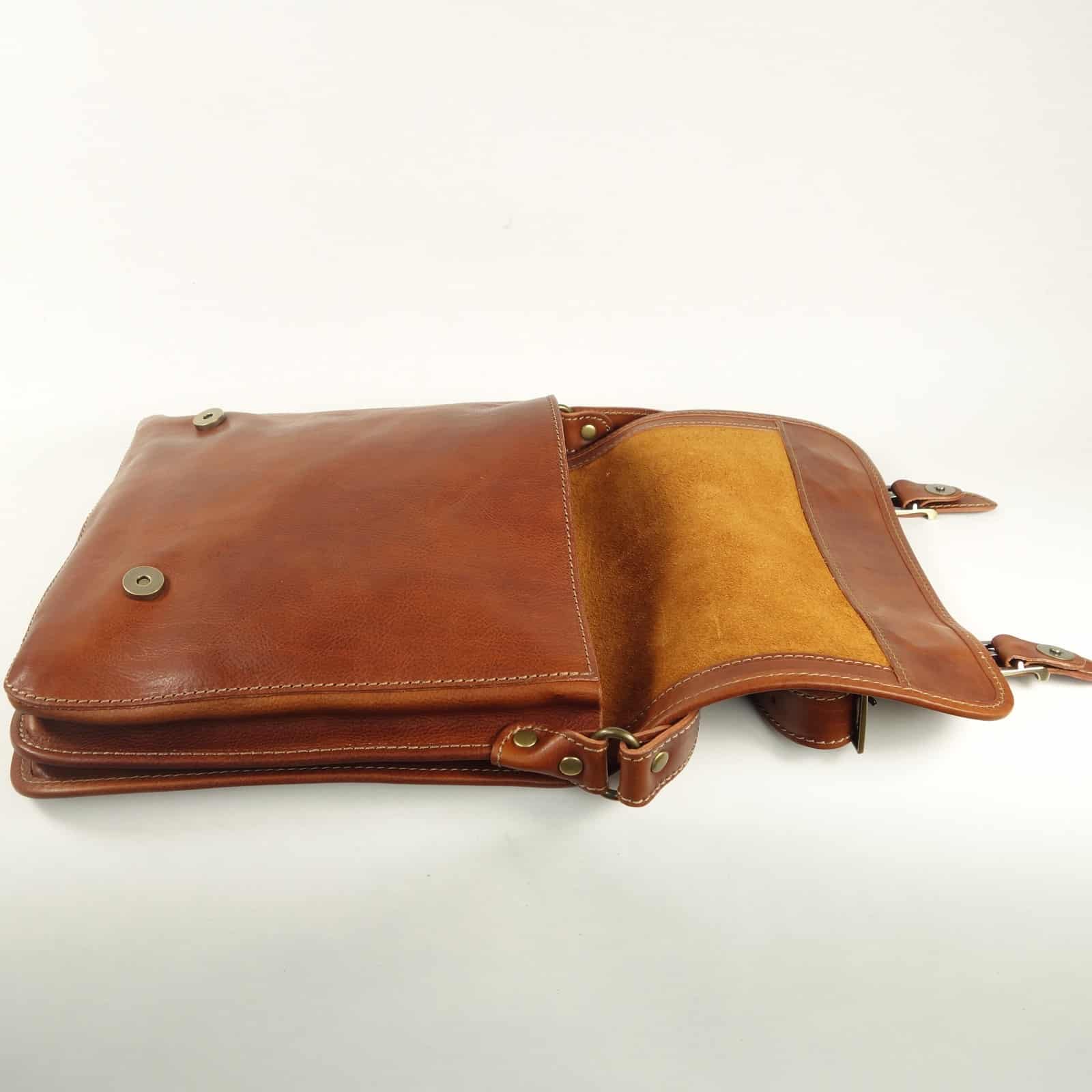 Collection Esprit Cuir Messenger sac bandoulière cuir cognac