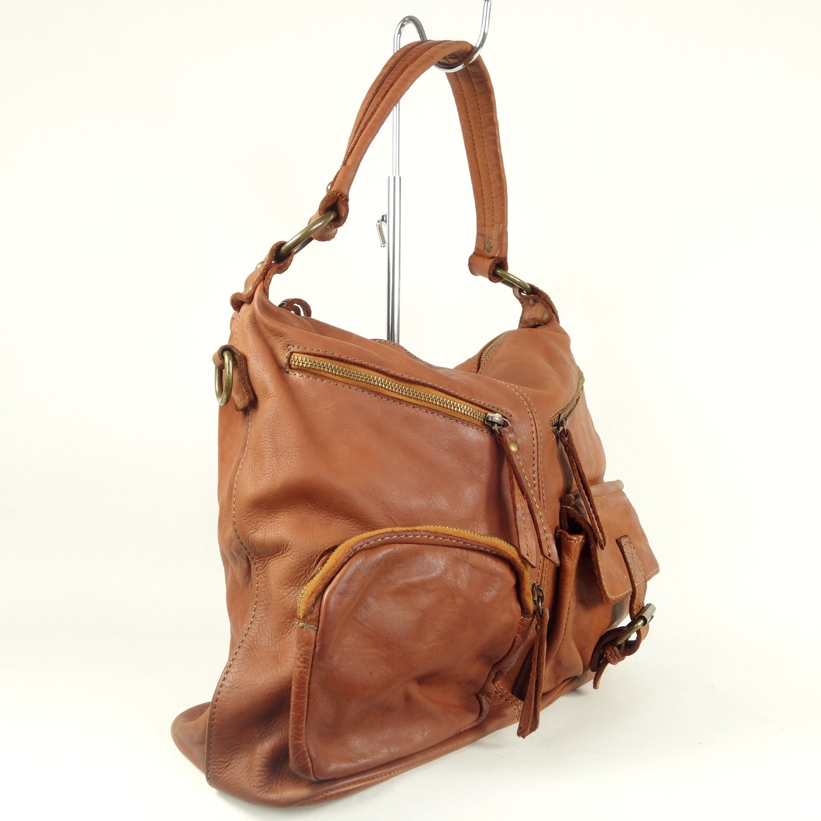 Collection Esprit Cuir Stella sac épaule cuir cognac vintage