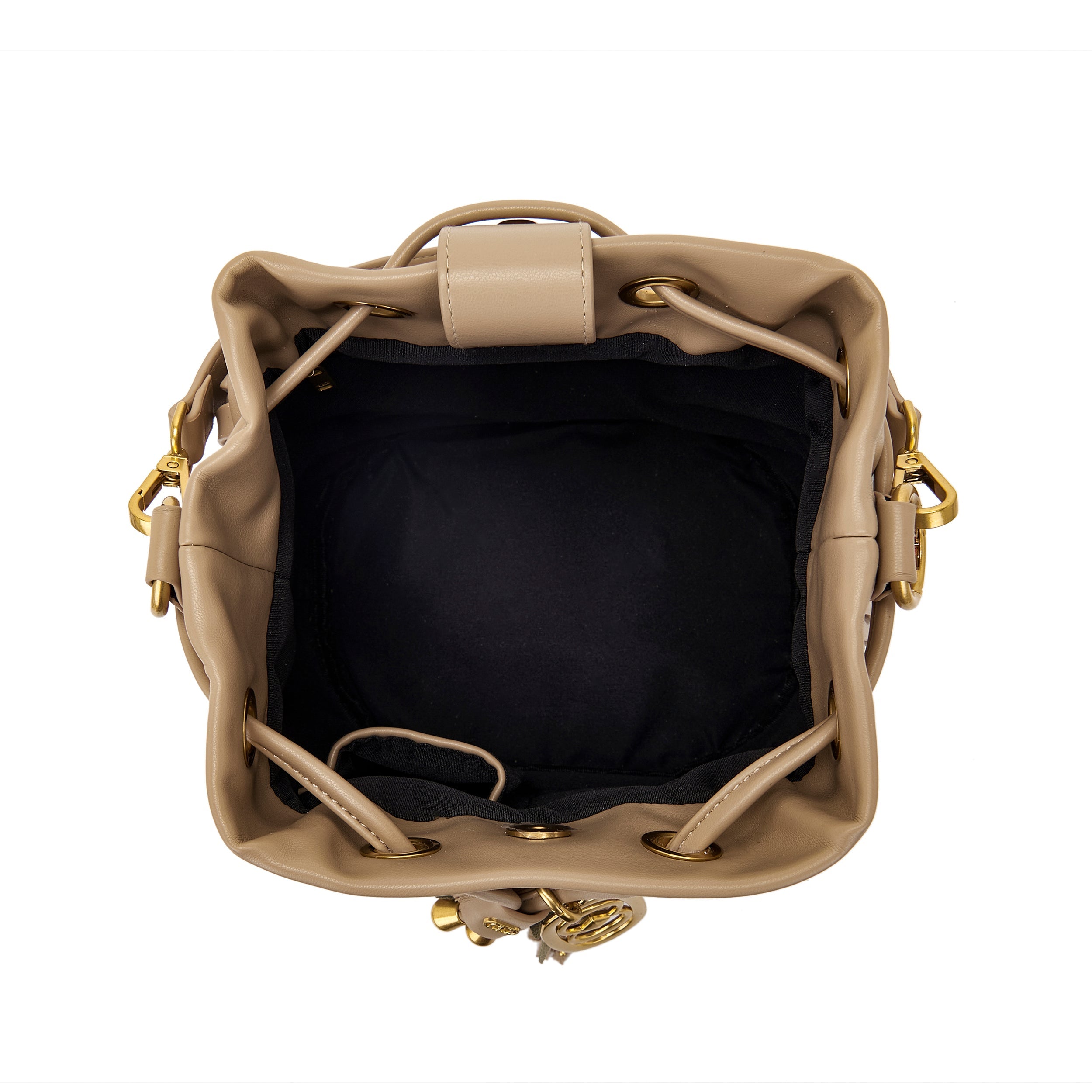 La Carrie Plissé sac seau beige PU 26x19x28 cm