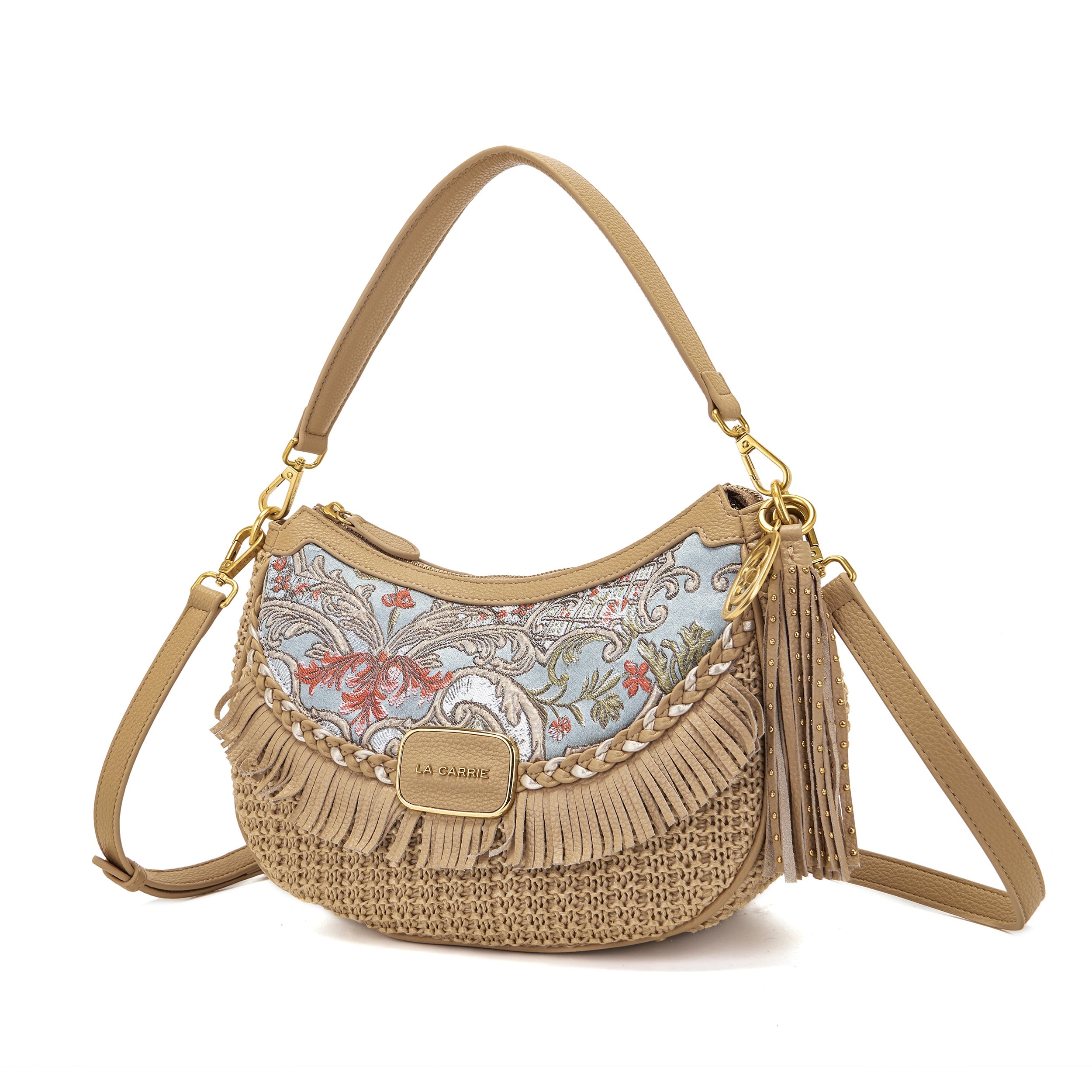 La Carrie Arabesque sac bandouliere beige raffia