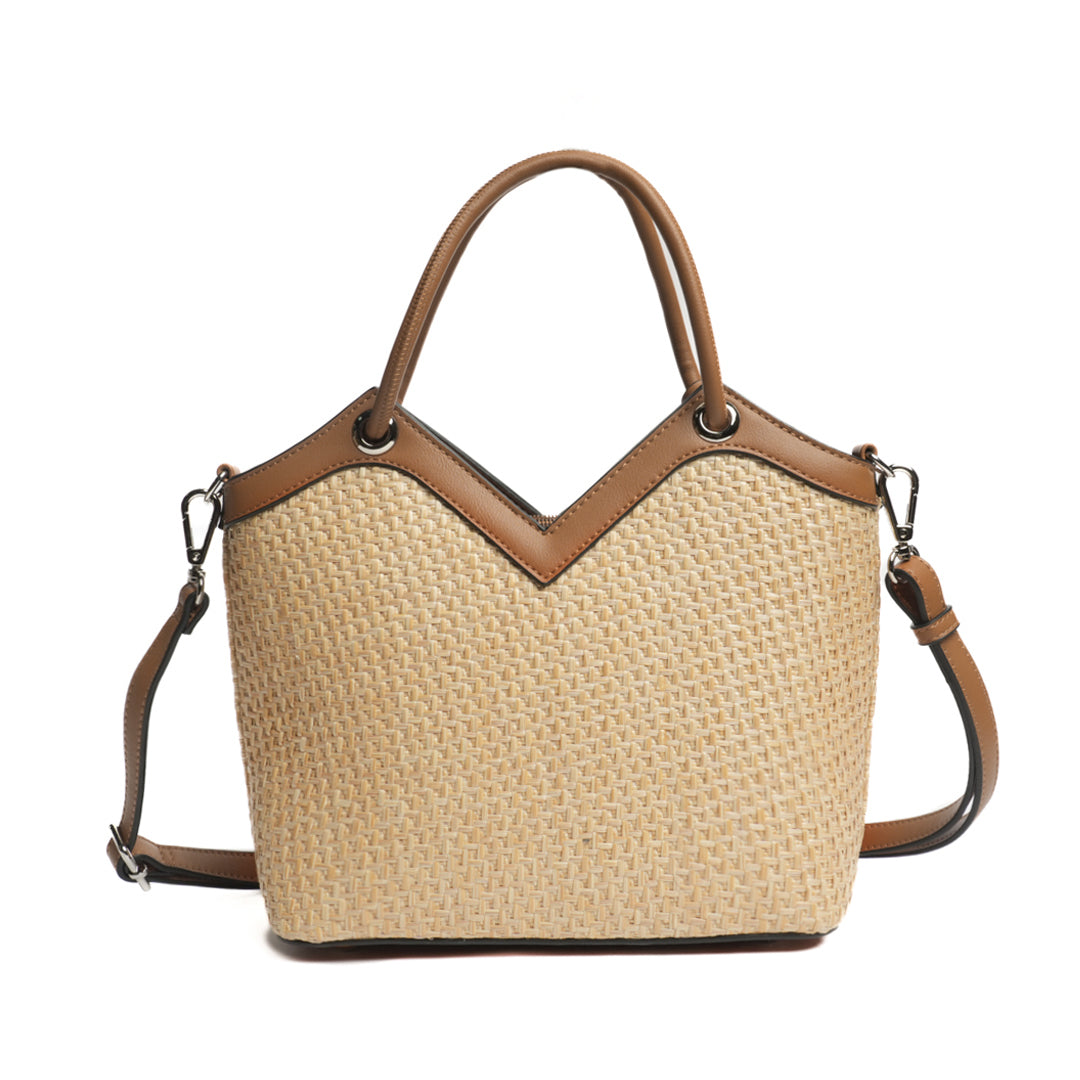 MAC ALYSTER Saint-Raphaël sac seau taupe effet raphia