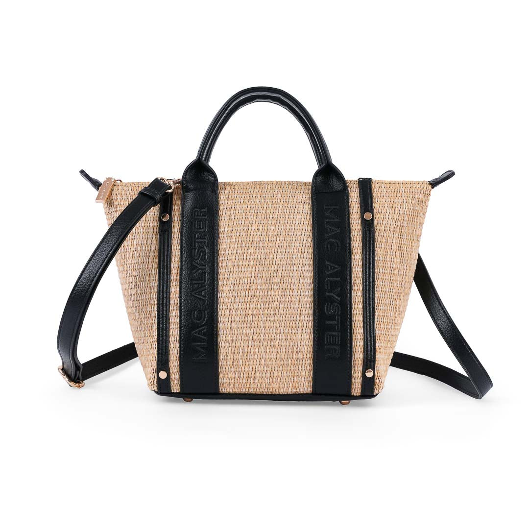 Mac Alyster Abrielle Raphia sac à main Noir tressé bandoulière